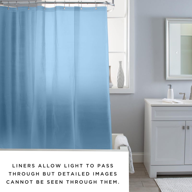 Bath Bliss PVC Heavy Weight Shower Curtain Liner | 4G | 70"x72" | Rust Resistant Copper Grommets | Magnetic Hem | Blue - Image 2